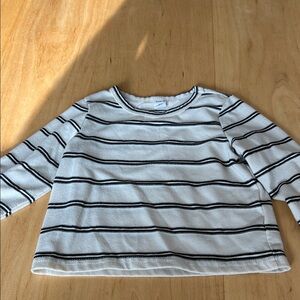 SHEIN Kids Long Sleeve Striped Tee - Black and White